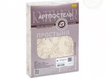 Простыня на резинке. Арт-Постель. Трикотажная. Цветы бежевые. купить Простыня на резинке. Арт-Постель. Трикотажная. Цветы бежевые.