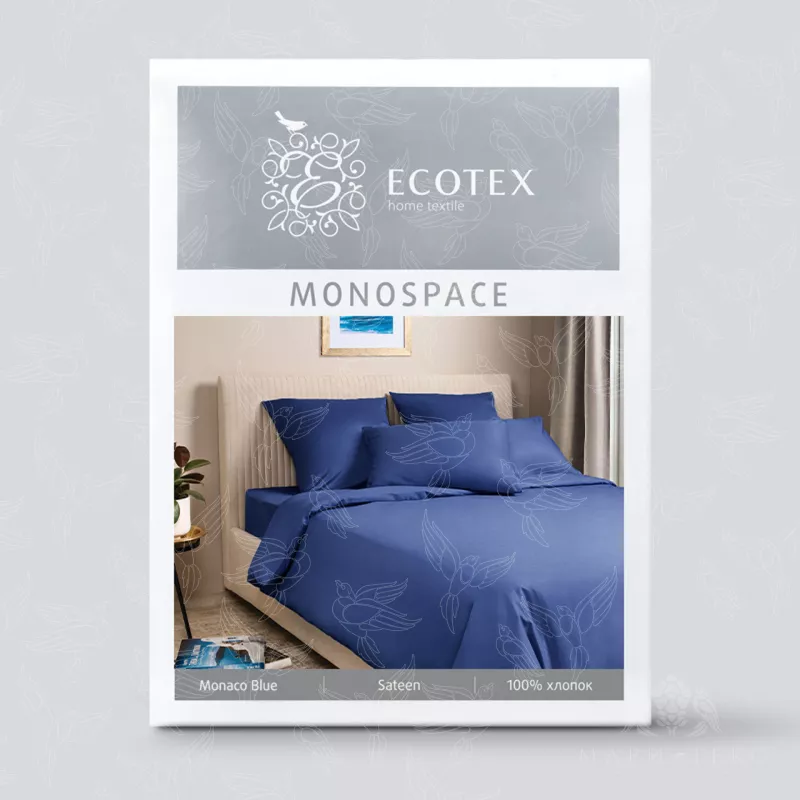 Комплект постельного белья. Ecotex. Моноспейс. темно-синий.