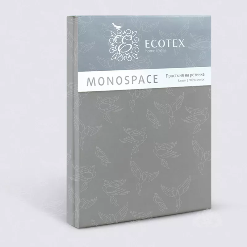 Простыня на резинке. Ecotex. Моноспейс. Антрацит.