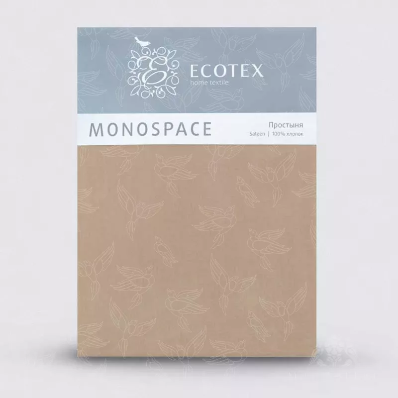 Простыня. Ecotex. Моноспейс. Бежевый.