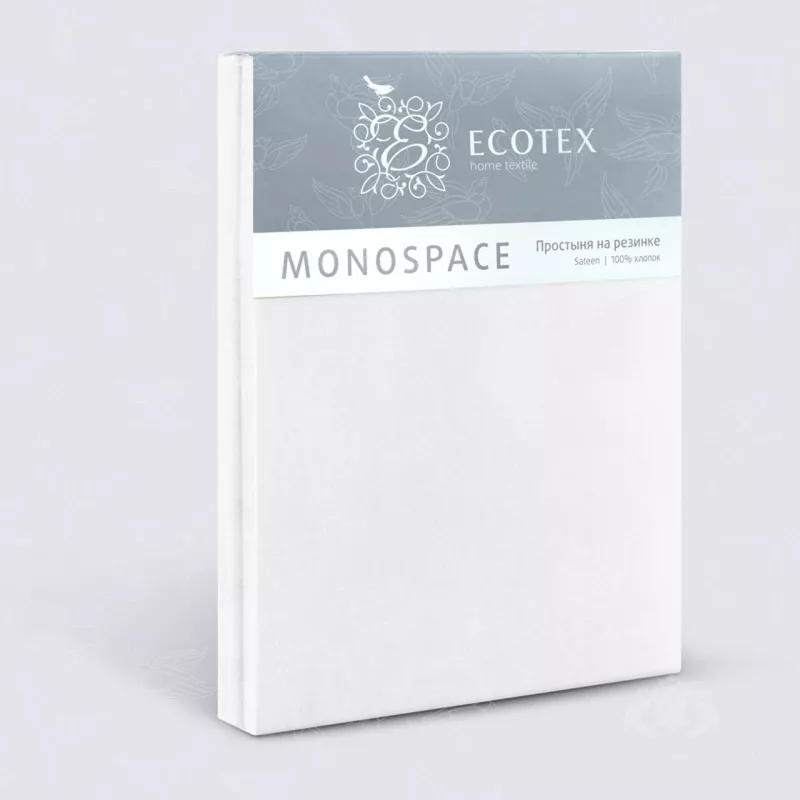 Простыня на резинке. Ecotex. Моноспейс. Белый.