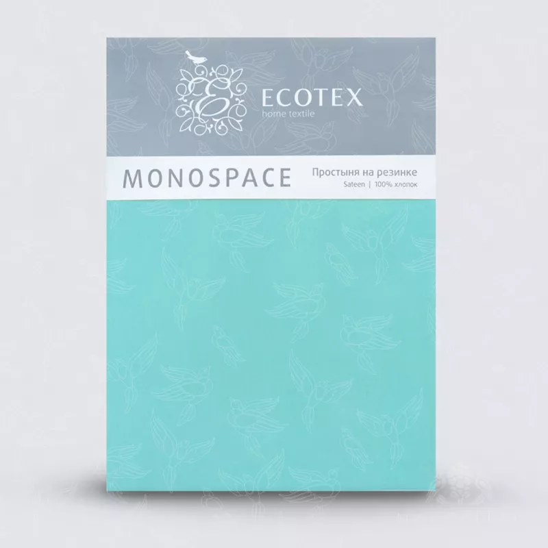 Простыня на резинке. Ecotex. Моноспейс. Бирюзовый.
