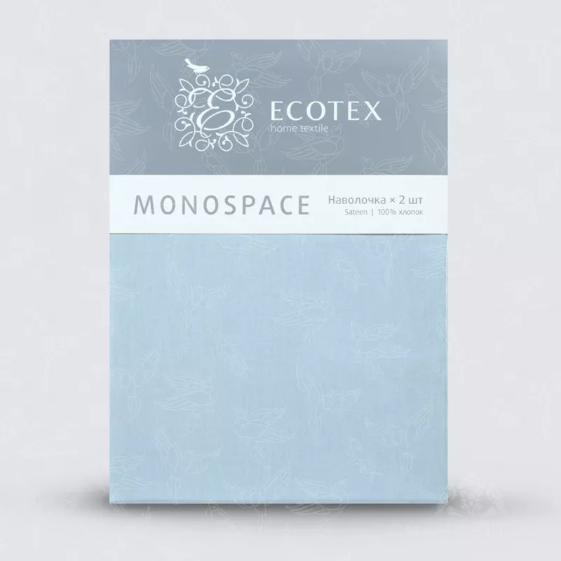 Наволочки. Ecotex. Моноспейс. Голубой.
