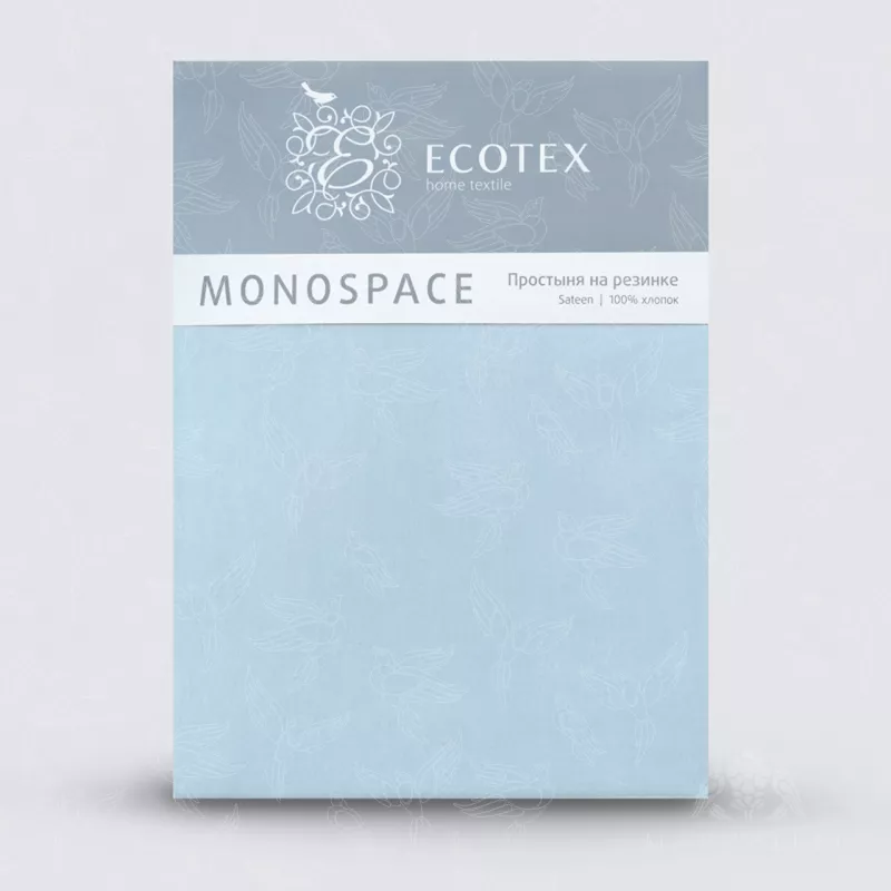 Простыня на резинке. Ecotex. Моноспейс. Голубой.