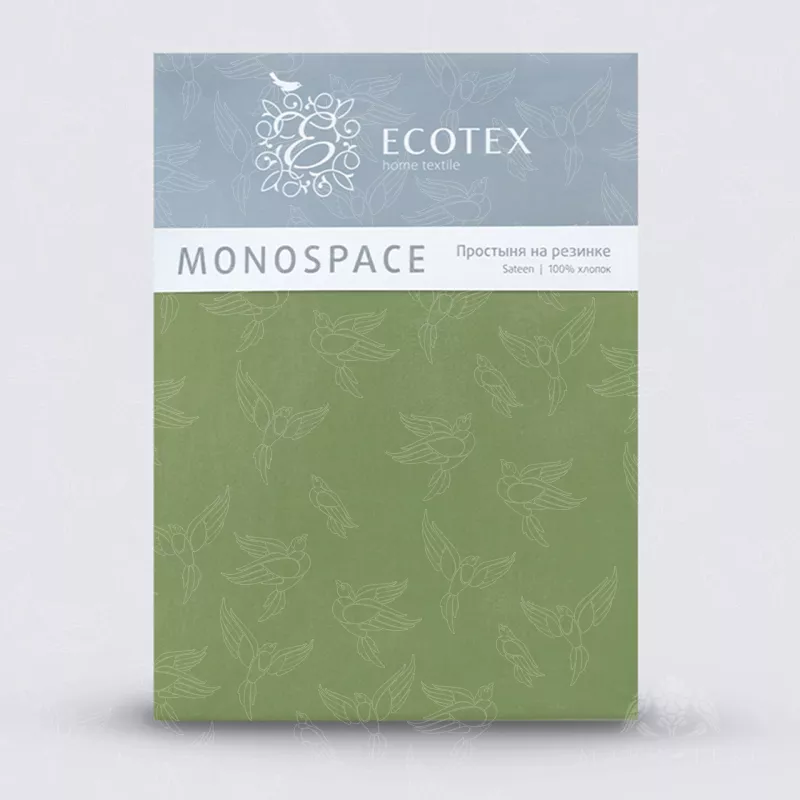 Простыня на резинке. Ecotex. Моноспейс. Зеленый.