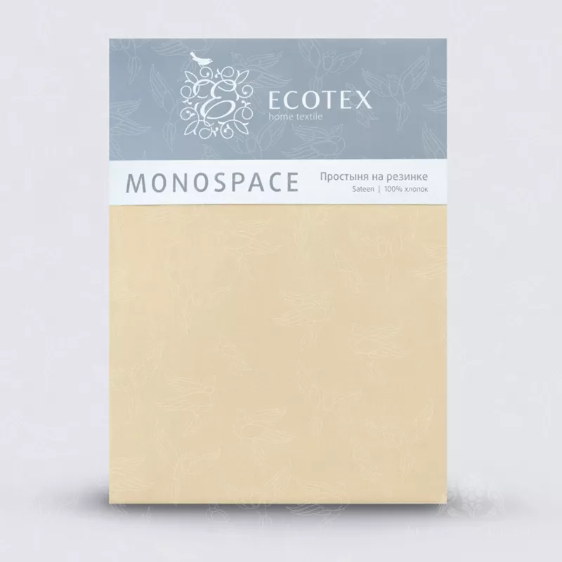 Простыня на резинке. Ecotex. Моноспейс. Кремовый.