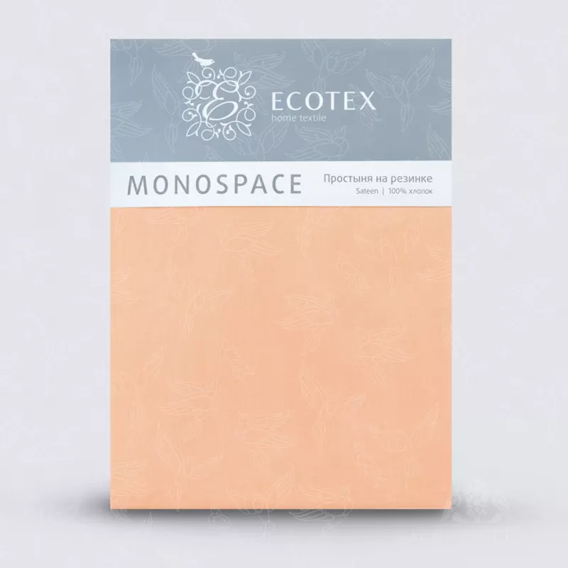 Простыня на резинке. Ecotex. Моноспейс. Персиковый.