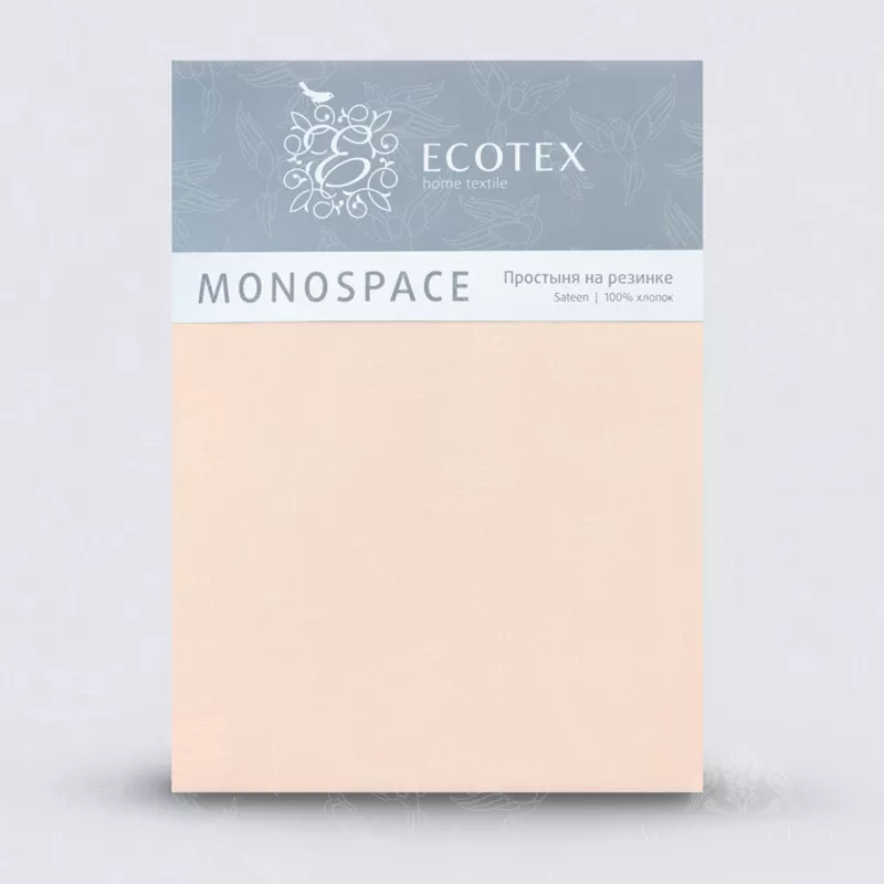 Простыня на резинке. Ecotex. Моноспейс. Пудровый.