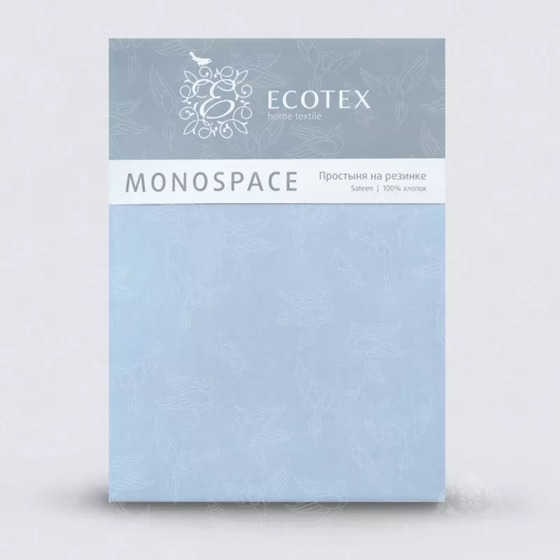 Простыня на резинке. Ecotex. Моноспейс. Серо-голубая.