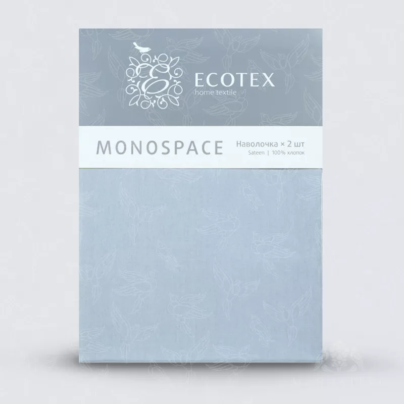 Наволочки. Ecotex. Моноспейс. Серо-голубой.
