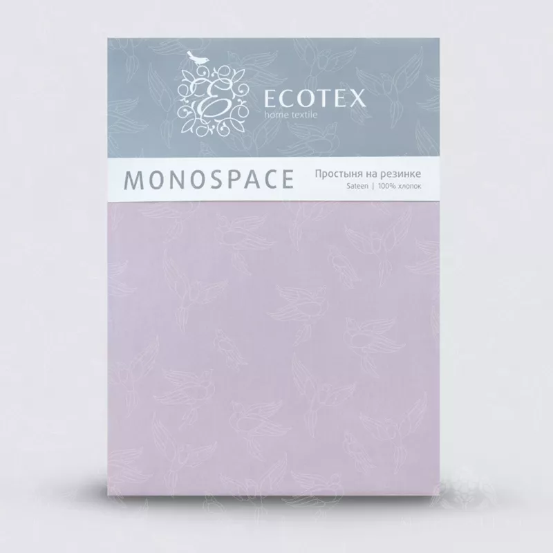 Простыня на резинке. Ecotex. Моноспейс. Сиреневый.
