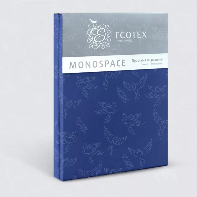 Простыня на резинке. Ecotex. Моноспейс. Темно-синий.