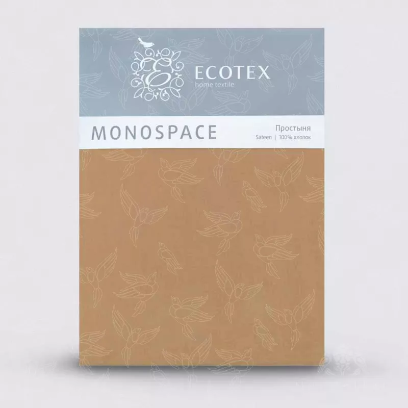 Простыня на резинке. Ecotex. Моноспейс. Мокко.