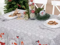 Скатерть столовая из рогожки. Арт-Постель. Снеговики.