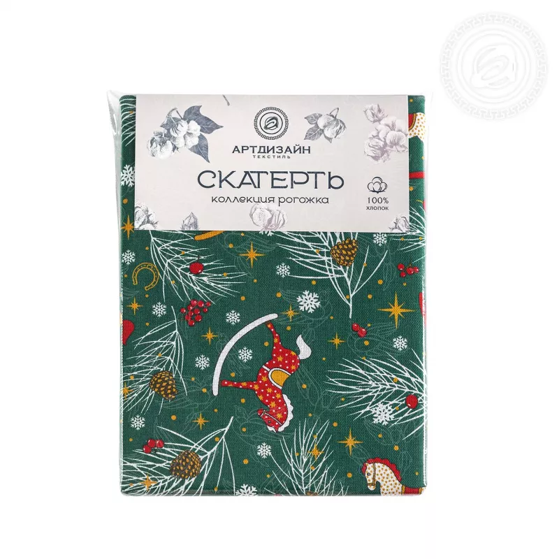 Скатерть столовая из рогожки. Арт-Постель. Лошадки.