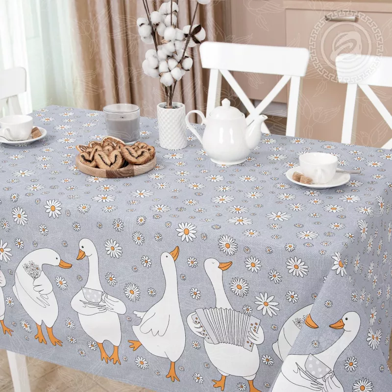 Скатерть столовая из рогожки. Арт-Постель. Ромашки.